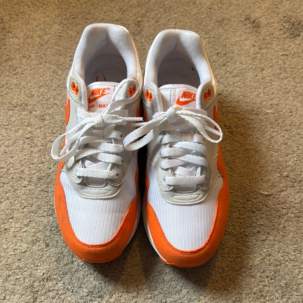 Nike White and Orange Air Max Sneakers